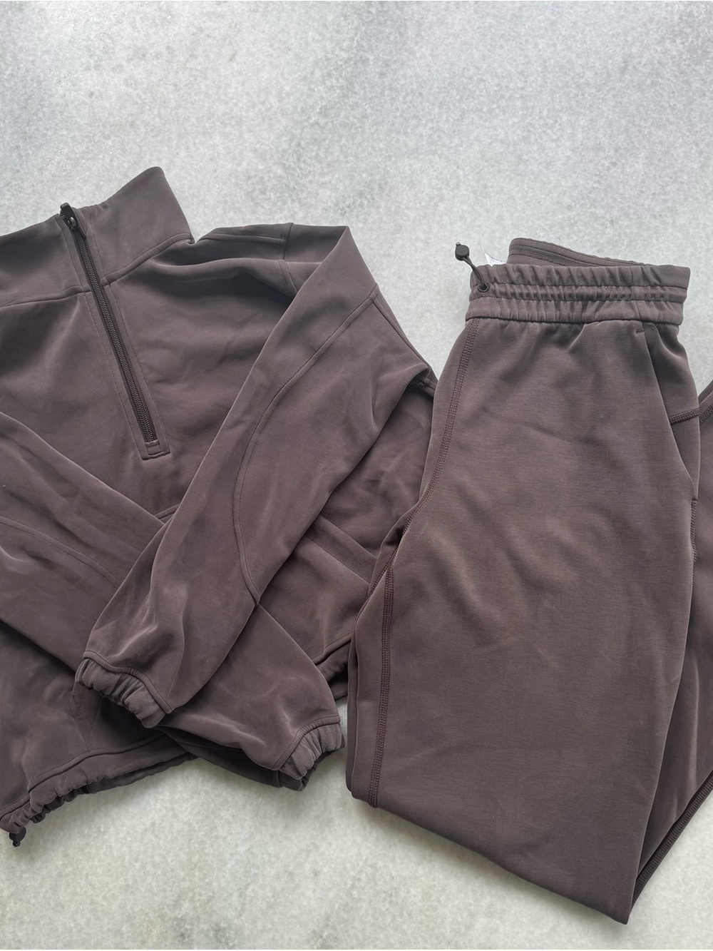 lululemon athletica Softstreme Half Zip and Pants in Espresso